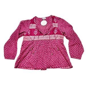 Little Miss Gypsy Blouse Ruby Jewel Shirt Women Small Medium Bohemian Floral Red